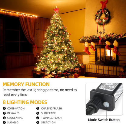 Tcamp 105FT 300 LED Purple Orange Halloween Decorations Lights Motion Activated Sync with 4 Scary Music, 6 Modes Halloween String Lights for Party Yard Outdoor Indoor Decor (3 Sets Connectable)