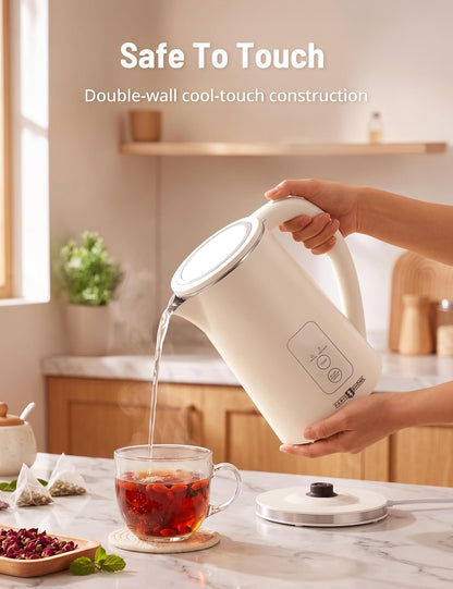Electric Kettle, 1.7L Capacity 6 Temperature Settings Cordless Water Heater