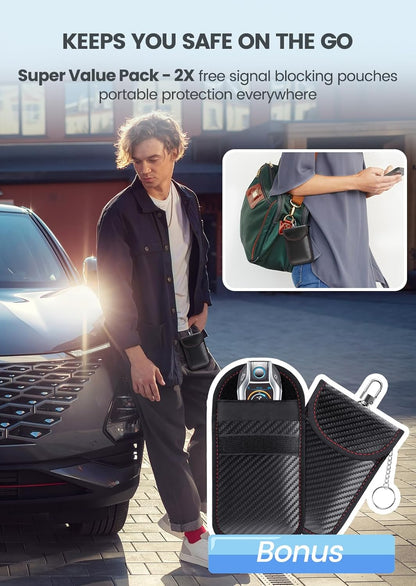 Samfolk Faraday Box with Faraday Pouchs, Faraday Box for Car Keys,RFID Key Fob Protector Anti-Theft Key Fob Box, Anti-Theft Cages for Car Keys, Phone and Credit Card