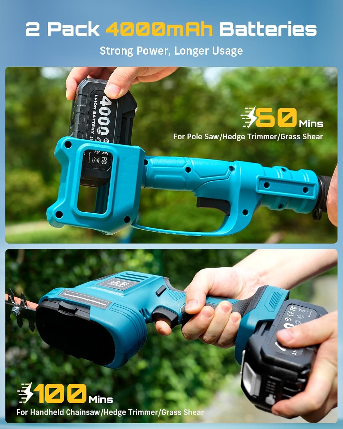 SEESII 6-in-1 Cordless Mini Chainsaw Pole Saw & Hedge Trimmer Combo Kit