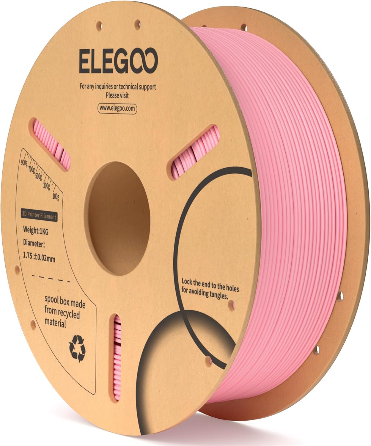 ELEGOO PLA Filament 1.75mm Black 1KG,3D Printer Filament Dimensional Accuracy +/- 0.02mm,1kg Cardboard Spool(2.2lbs) 3D Printing Filament Fits for Most FDM 3D Printers