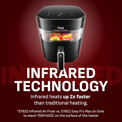 T-fal Infrared 2.0 Air Fryer, 8-in-1, Extra Large 7L / 7.3Qt., Infra-Heat Technology, Dual heating design, No pre-heating, Faster, Juicier and Crispier, Black