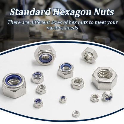 Vifmy 110 Pack 1/4"-20 Inch Lock Nuts,304 (A2-70) Stainless Steel Nylon Insert Locknuts,Standard Inch Thread Nylock Nuts for Bolts