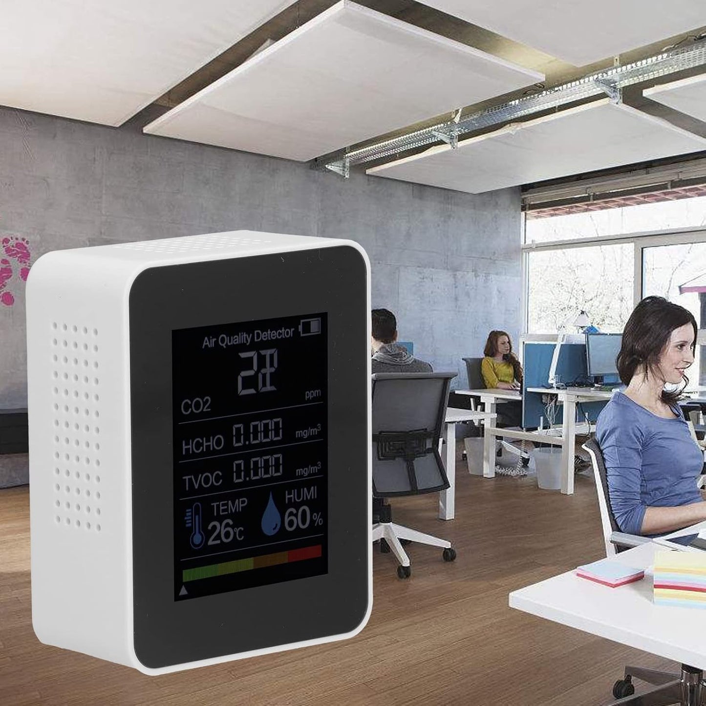 Radon Detector, Test Kit Co2 Monitor Multifunctional for Gymnasiums(White)