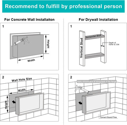 MENATT No Tile Shower Niche, Stainless Steel Wall Niche 13"X19"(Inner Size 12"X18"), Two-Tier Bathroom Shelf, NO Tile Needed Recessed Niche Shower for Bathroom Storage, Black