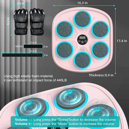 2025 New Smart Music Boxing Machine with Premium Boxing Gloves, Bluetooth Training Machine with LED Electronic Wall Mounted, Home Workout Boxing Target Machine for Adults and Kids