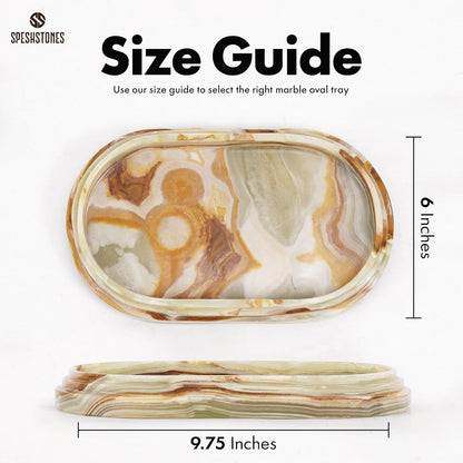 Marble Vanity Tray | Decorative Oval Tray | Bathroom Organizer Tray | Jewelry and Perfume Tray | Home Decor Catchall Tray - PuriLite