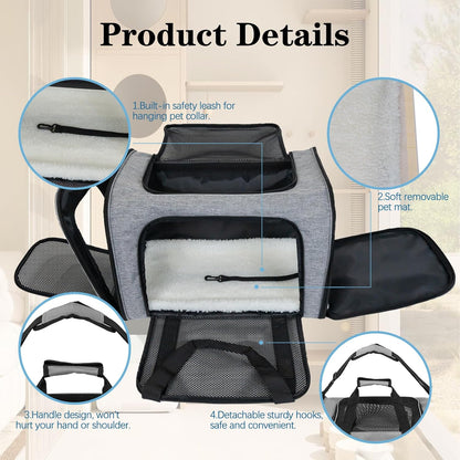 Top tasta Dog Cat Carrier Pet Carriers for Small Medium Large Cats Dogs Carrier Soft Sided Small Puppy Dog Carrier Portable Foldable Airline Approved Dog Cat Travel Carrier Grey Medium