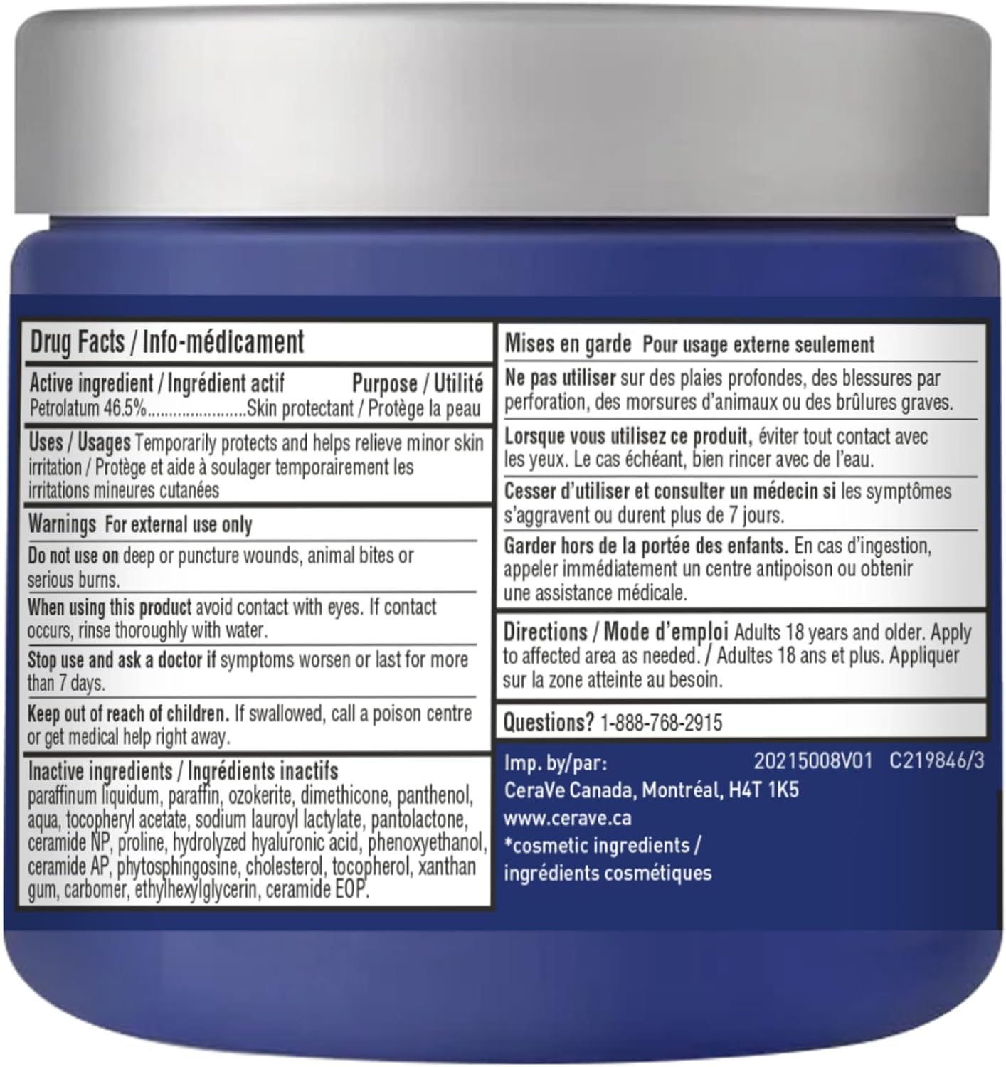 CeraVe Healing Ointment, Moisturizing Petrolatum Skin Protectant for Dry Skin with Hyaluronic Acid and Ceramides, Multi-Purpose Face, Body & Lip Balm, Lanolin-Free & Fragrance-Free, 340g