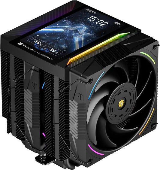 Thermalright Peerless Assassin 120 Vision MAX ARGB Black CPU Air Cooler,PC Heatsink Cooler with Dual PWM Fans,PC Display Screen Cooler of 5’’-Magnetic,480x854 Resolving,for LGA1851/1700,AM5