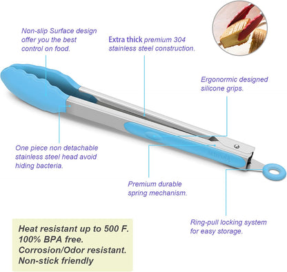Purilite Select Silicone &amp; Stainless Steel Kitchen Tongs