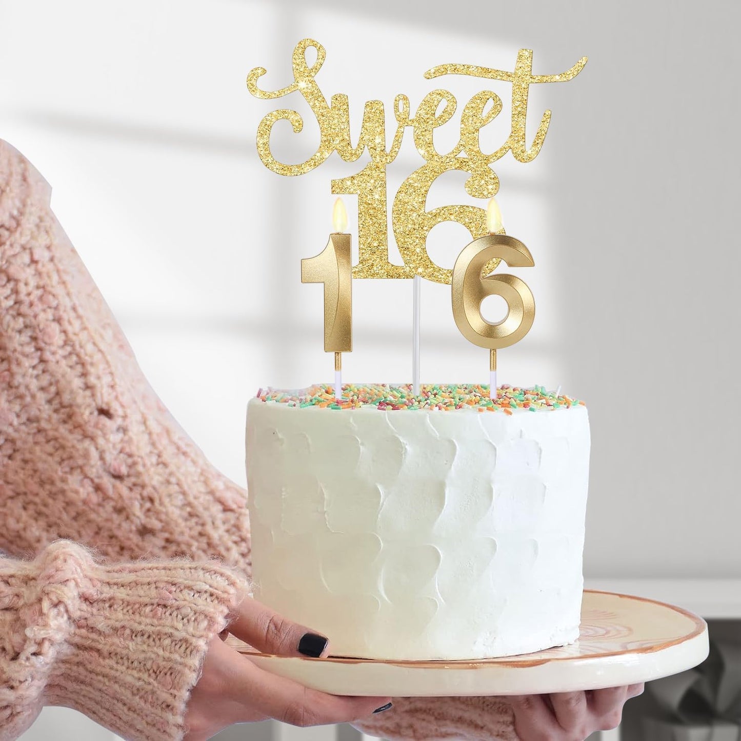 65th Birthday Decorations for Women, Including 65th Birthday Sash and Crown, Cake Topper and Candles, Number Balloons Rose Gold, 65 Year Old Gifts for Women