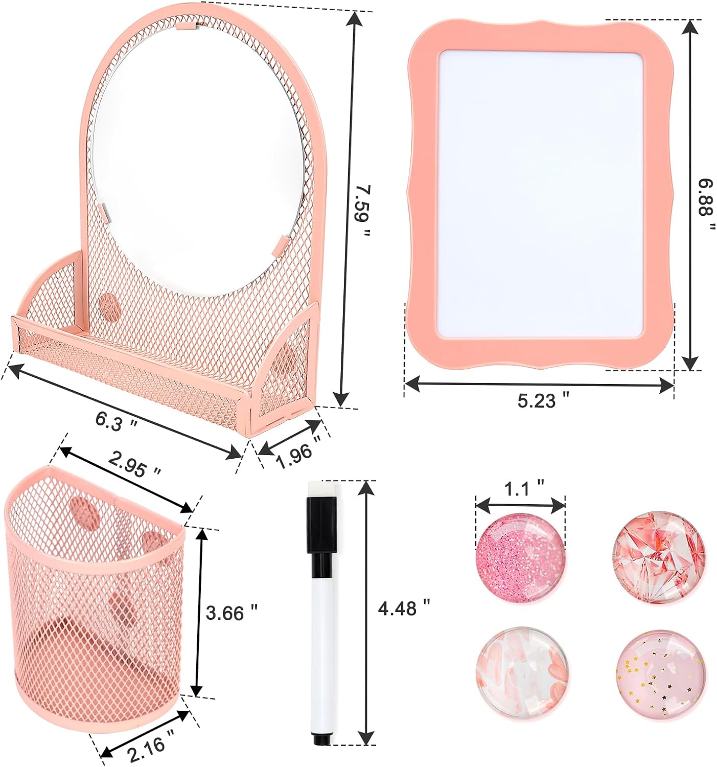 Locker Accessories Kit, Back to School Essentials, 9 Pieces Locker Organizer Supplies with Magnetic, Locker Decor Includes Whiteboard, Locker Mirror, Magnets, and Other Locker Decorations