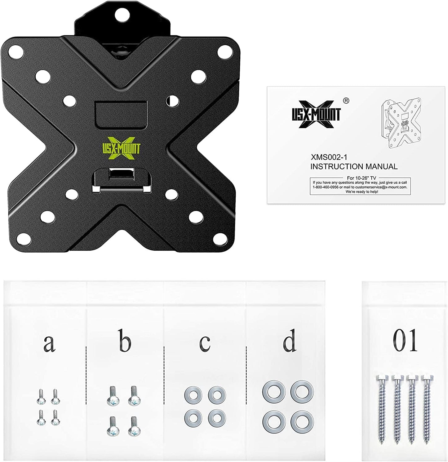 USX MOUNT TV Wall Mount Monitor Mount Bracket with Adjustable Tilt Swivel for 10inch to 26inch LED LCD OLED TVs and Monitors - VESA Size Up to 100x100mm and Weight Capacity Up to 22lbs-XMS002