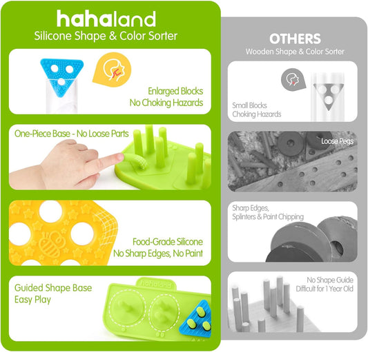 Silicone Shape Sorting Toy | Montessori Stacking Blocks | Sensory Learning Toy for Toddlers | Color and Shape Sorting Set | Motor Skills Baby Toy