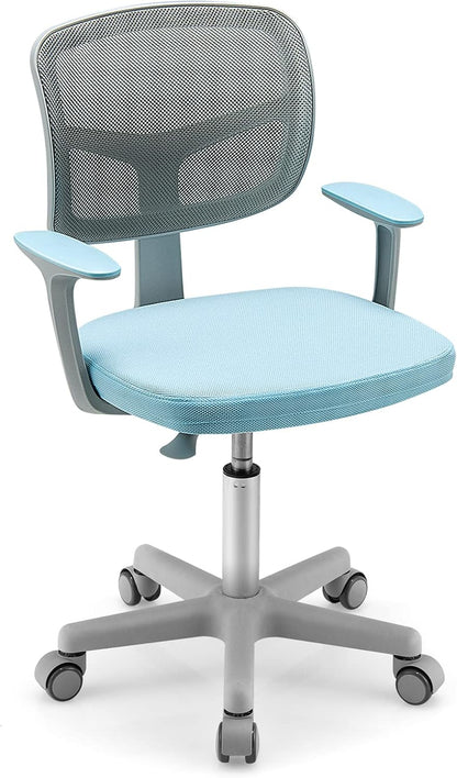 Costzon Kids Desk Chair, Children Study Computer Chair with Adjustable Height, Lumbar Support, Smooth Casters, Swivel Mesh Seat, Ergonomic Kids Task Chair for 4-12, Home, School, Office (Grey)