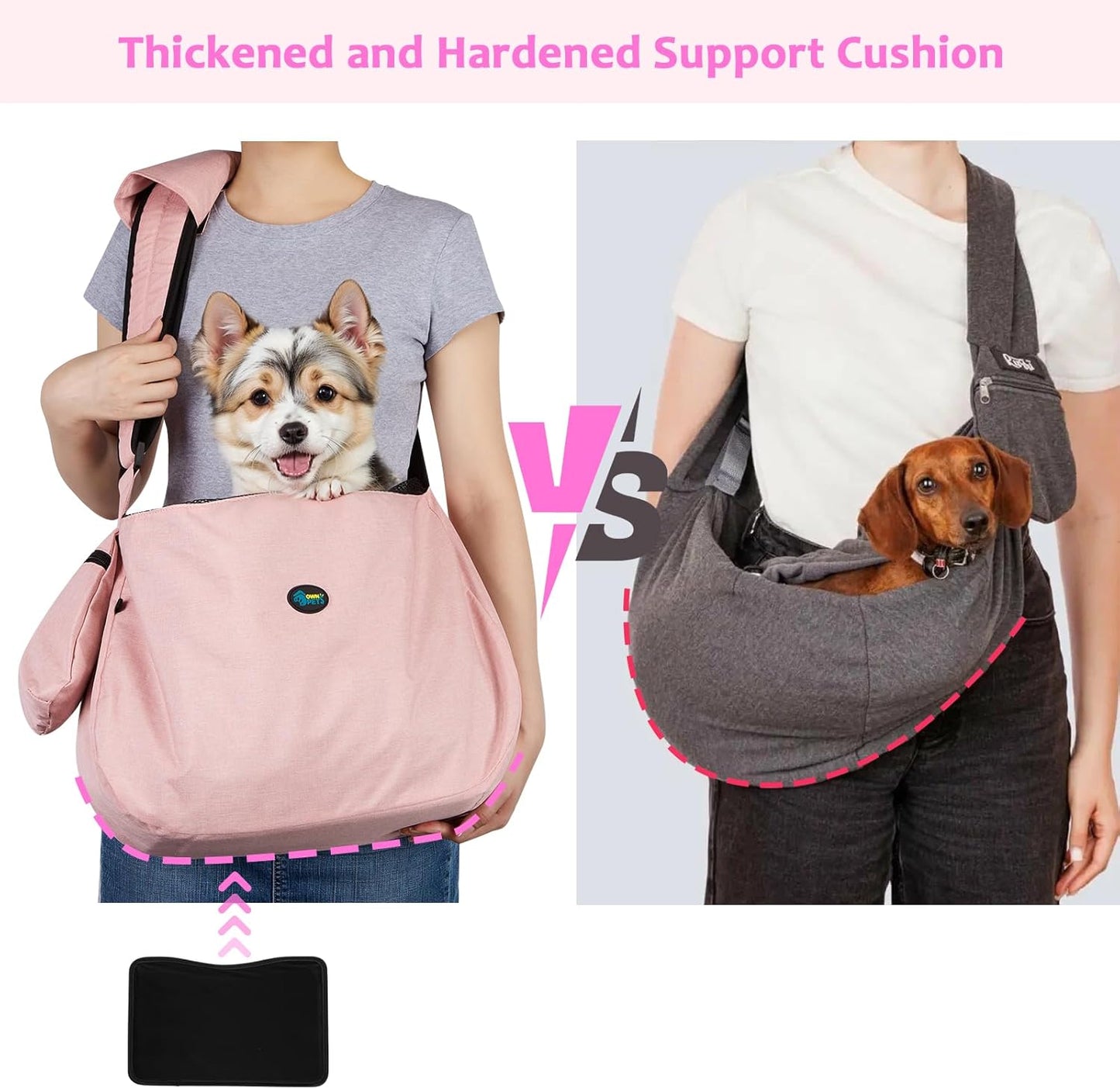 Ownpets Pet Dog Sling Carrier Bag Adjustable Padded Strap Dog Hand Free Safe Mesh Pet Carrier for Small Medium Dog Cat, Fit 10lbs up to 20 Pounds