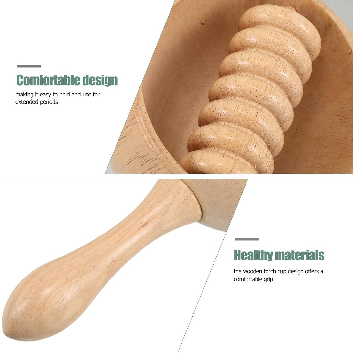 Generic Wood Massage Cup with Roller, Wooden Cupping Tool for Home Use and Facial Massage