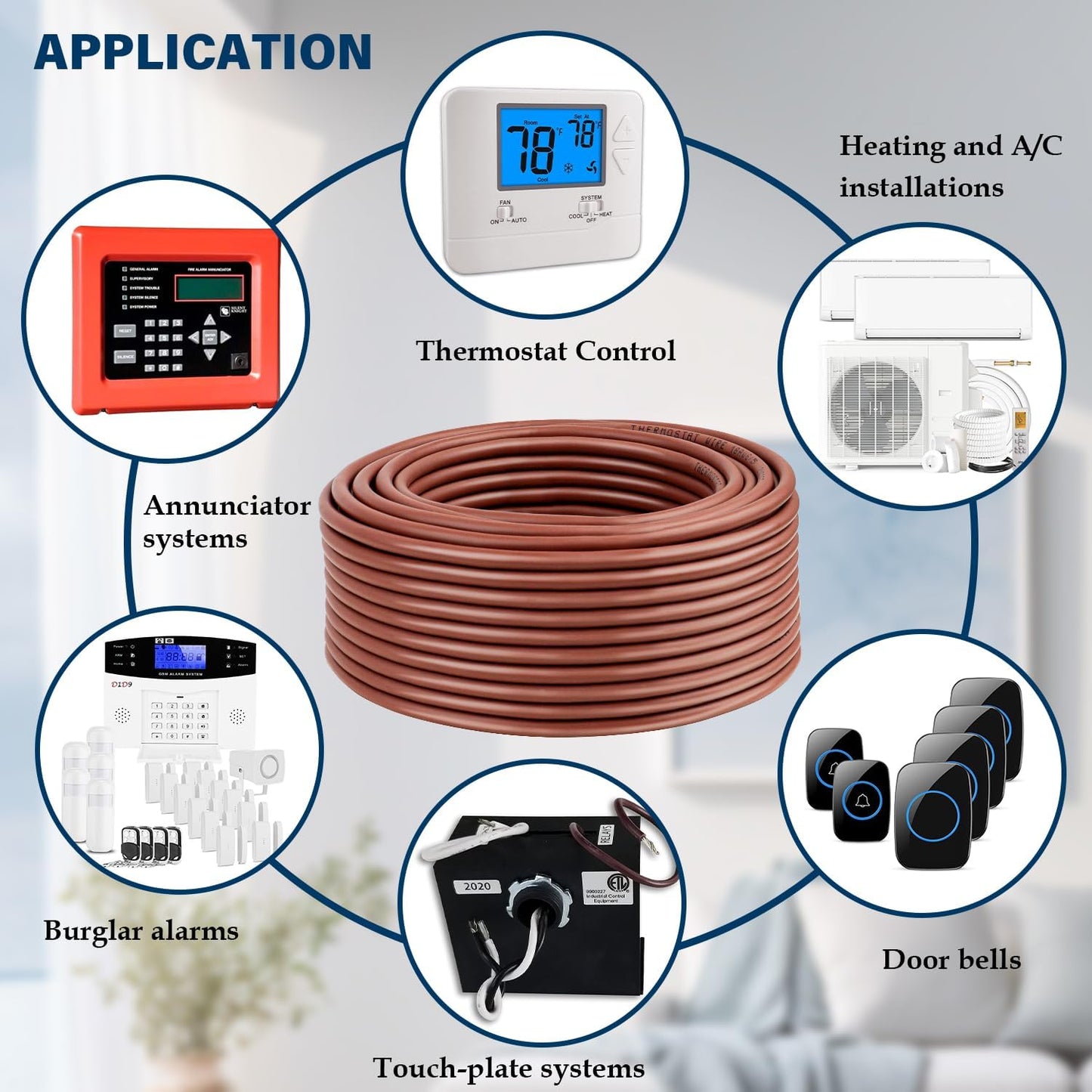 XRDS -RF 18/5 Thermostat Wire - 75 Feet, 5 Conductor Thermostat Cable for HVAC Heating and Cooling - 18 AWG Copper Wire
