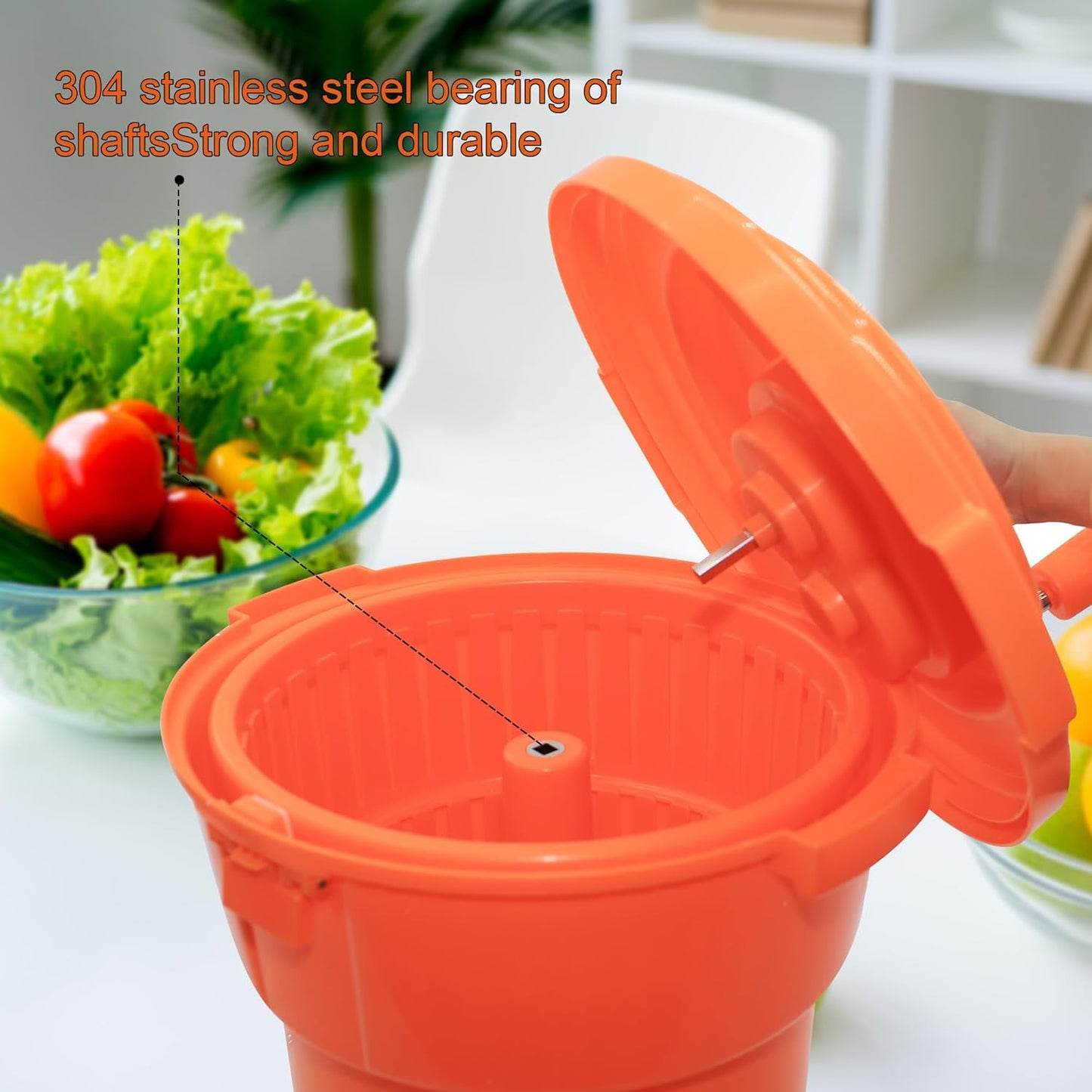 Jiwins Commercial Salad Spinner Large, 5 Gallon/19 Liter Manual Salad Spinner Jumbo Lettuce Spinner Lettuce Dryer-Dries up to 7 Heads of Lettuce