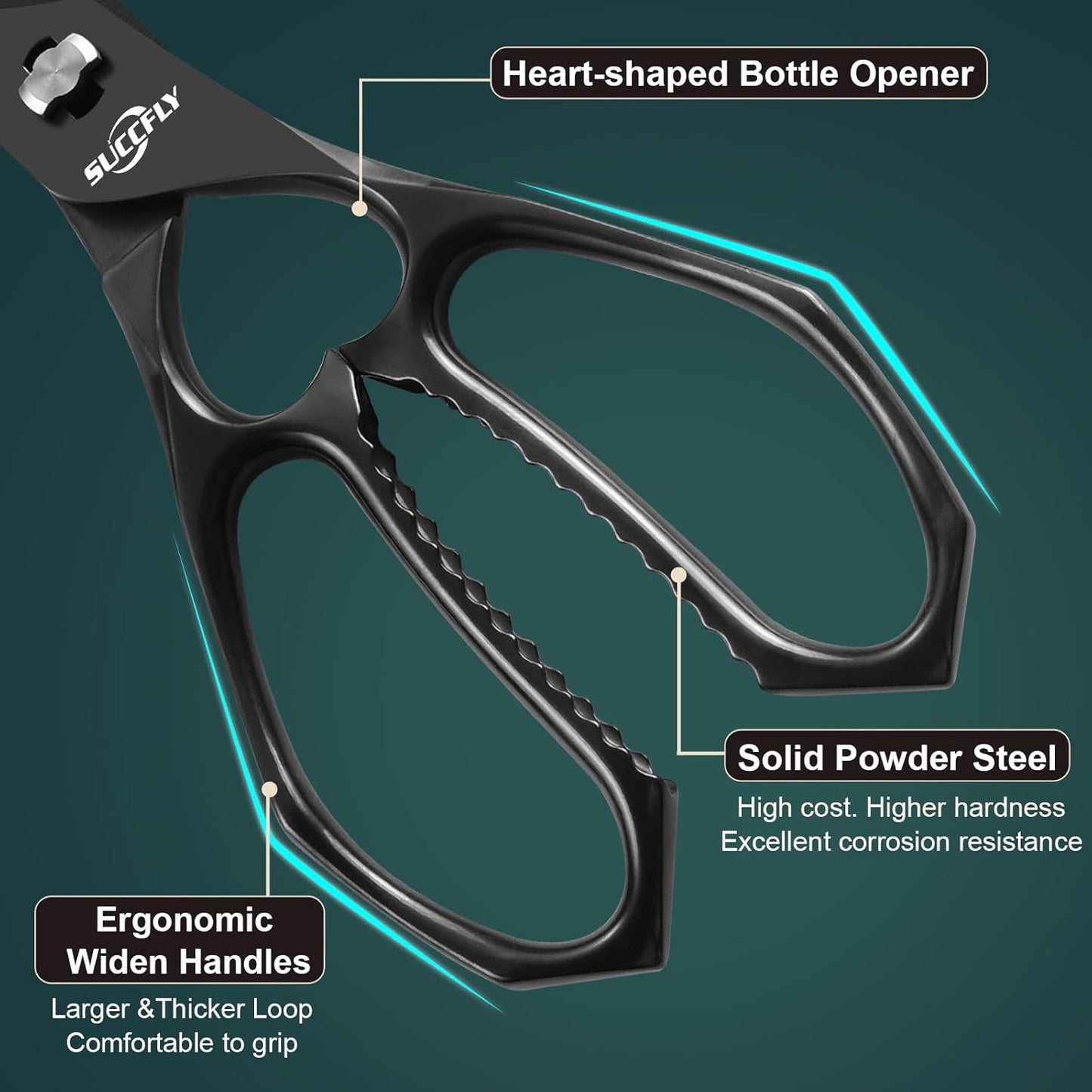 Premium Kitchen Shears Heavy Duty, Kitchen Scissors Stainless Steel, Sharp Poultry Shears, Food Scissors for Vegetable, Chicken, Meat, Fish, Detachable Scissors All Purpose with Black Titanium Plated