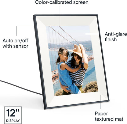 Aura Aspen 12" Digital Photo Frame - Black with Paper Mat