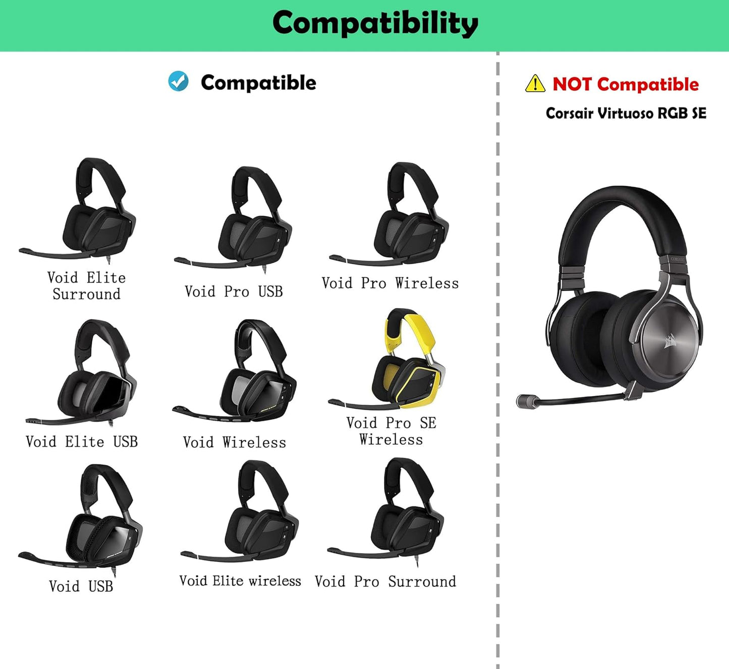 DowiTech Durable Headset Ear Cushions Replacement Ear Pads Headphone Earpads Compatible with Corsair Void and Corsair Void Pro RGB Wireless/Wired Gaming Headset