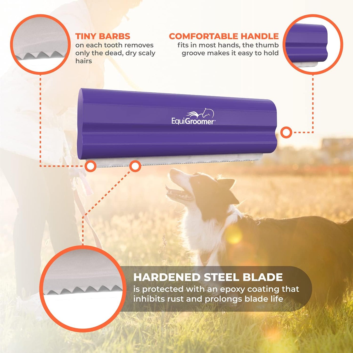 EquiGroomer Deshedding Brush for Dogs and Cats | Undercoat Deshedding Tool for Large and Small Pets | Comb Removes Loose Dirt, Hair and Fur While | Perfect for Short and Long Hair Grooming Shedding