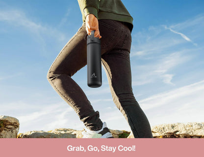 POWCAN 26 oz Insulated Water Bottle with 2-in-1 Straw and Spout Lid, Keep Cold 24H, Leak-Proof, Fits in Car Cup Holder, Stainless Steel Water Bottle for Sports, Travel, and School (Cotton Candy)