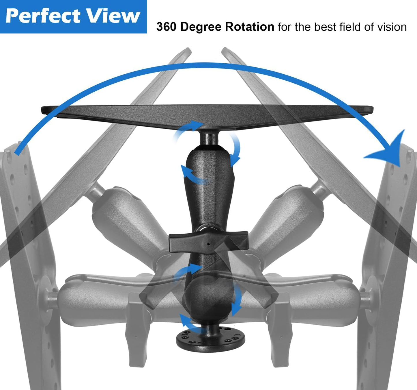 WINDFRD 1.5" Ball Fish Finder Mount for 9" to 12" Large Fishfinder, Marine Electronic Depth Finder Mount with C Size Ball, Compatible with Garmin, Lowrance, Humminbird and More