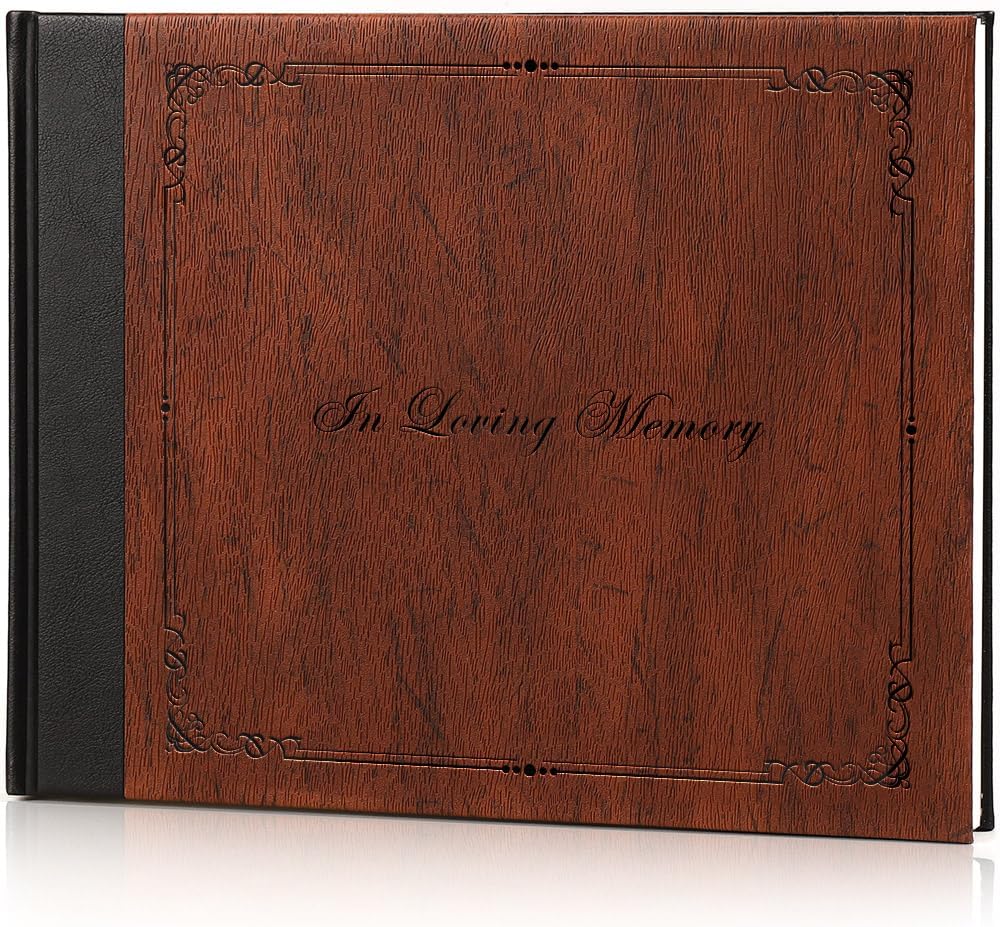 Funeral Guest Book for Memorial Service,Celebration of Life Guest Book for Funeral,Memorial Service Guest Book with 144 Pages， Brown 8X10″