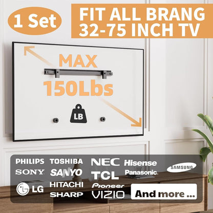 AENTGIU Studless TV Wall Mount, No Drill Drywall TV Bracket Hanger for 32-75 inch Flat Screen TVs, No Anchors, No Stud, Heavy Duty, Easy Install with All Hardware Included