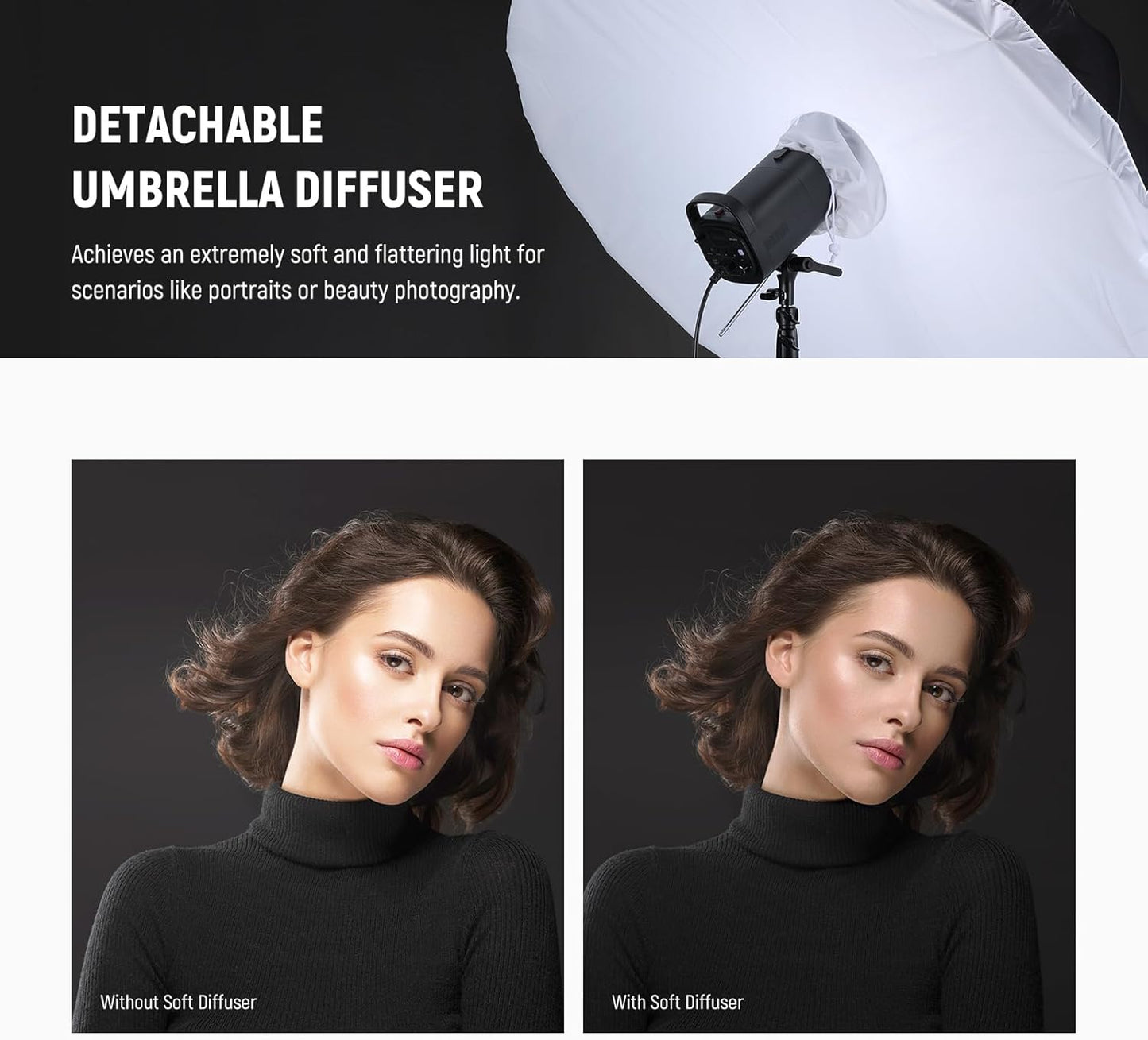 NEEWER 71"/180cm Parabolic Reflective Umbrella Photography with White Inner, Soft Lighting with Diffuser Cover, Bag, Quick Fold for Camera Photo Studio Video Light Shooting Monolight Flash, NS4U