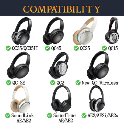 SoloWIT Earpads Cushions for Bose Headphones, Replacement Ear Pads for Bose QuietComfort 15 QC15 QC25 QC2 QC35/Ae2 Ae2i Ae2w/SoundTrue & SoundLink Around-Ear Series - QC25 PL Black&Blue