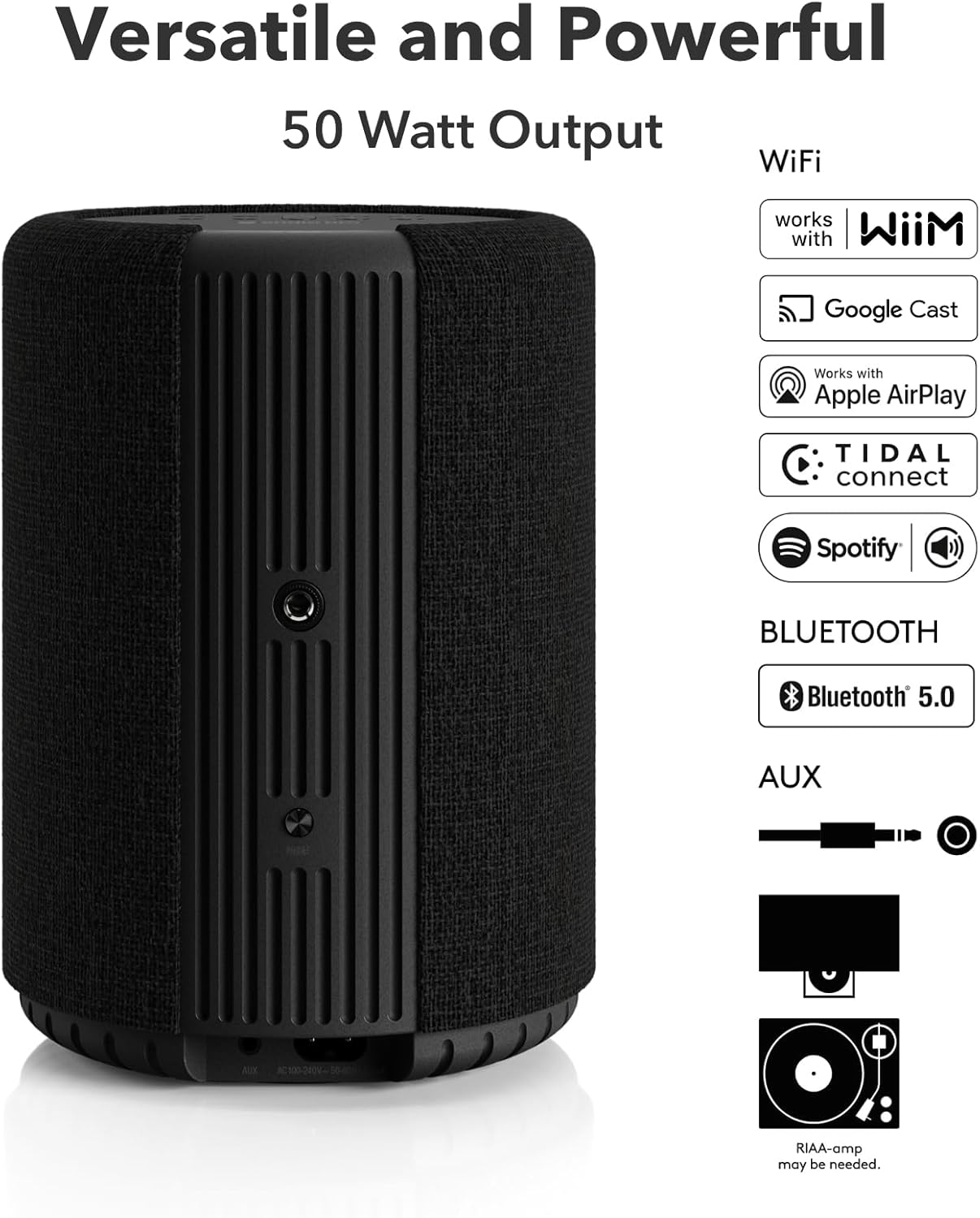 Audio Pro A10 MKII Wireless Multiroom Speaker, WiiM Edition | High Fidelity, Bluetooth, WiFi | Compatible with AirPlay 2, Google Cast, Siri, WiiM Home App, Stream Spotify, Tidal & More, Dark Gray