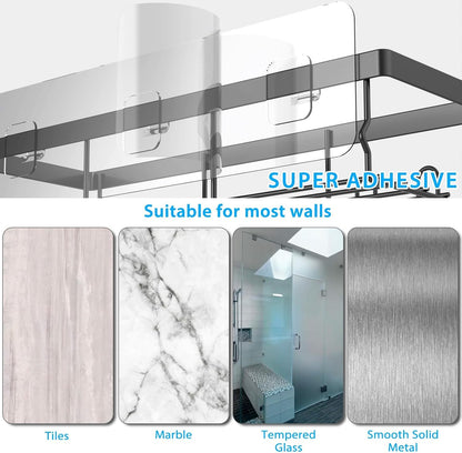 MOFOROCO 3-Pack Shower Caddy Basket Shelf with Soap Holder, No Drilling Traceless Adhesive Shower Wall Shelves, Rustproof Black Bathroom Shower Storage Organizer…