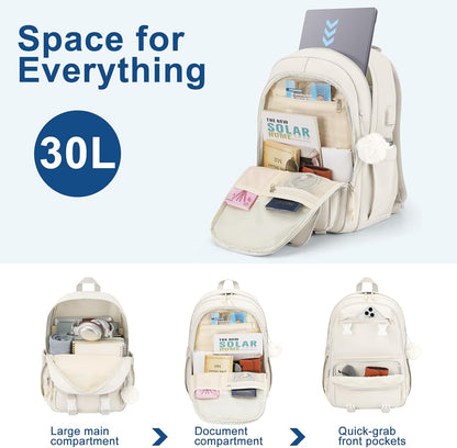 WINDARS Backpacks for Girls, 15.6 Inch School Bag Cute Waterproof laptop Bookbag Large College Backpack for Teen Women Students Anti Theft Travel Daypack Black