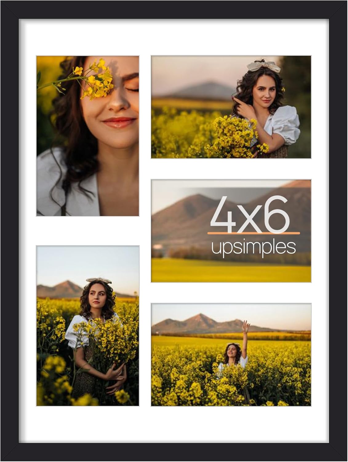upsimples 11x14 Picture Frame, Display Pictures 8x10 with Mat or 11x14 Without Mat, Wall Hanging Photo Frames, Black