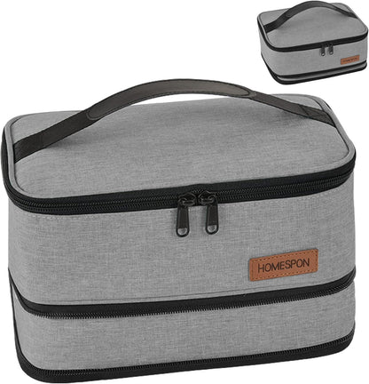 HOMESPON Expandable Lunch Bag for Men Women Insulated Lunch Box Holder with Handle for Picnics Work Travel (Blue)