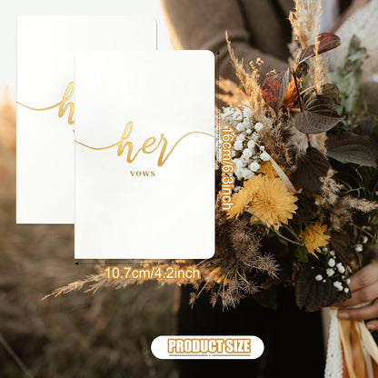 Vekola Vow Books for Wedding His and Hers Elegant Gold Foil Set of 2 Wedding Notebook with 28 Pages (Navy Blue+White)