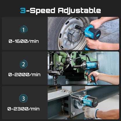 Seesii Cordless Impact Wrench 1600N.m, Brushless Motor Impact Driver