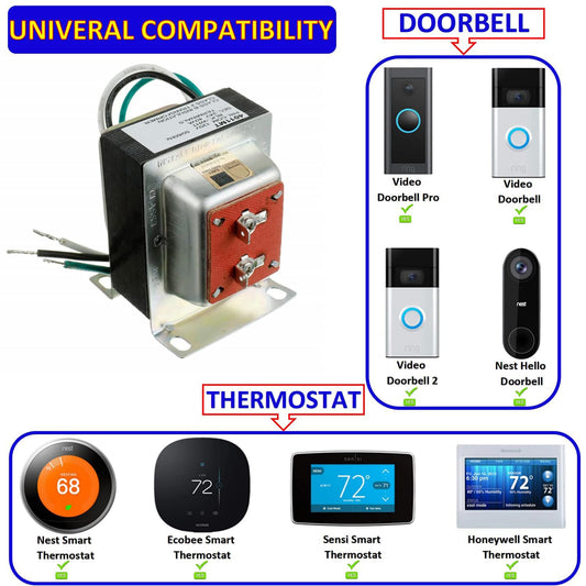 BOJACK Doorbell and Thermostat EI Type Vertical IsolationTransformers PRI.120 V AC 50/60Hz SEC .24 VAC 40VA Compatible with Ecobee Nest Honeywell Sensi Thermostat And Nest Doorbell 4011MT - PuriLite