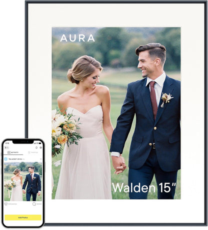Aura Aspen 12" Digital Photo Frame - Black with Paper Mat