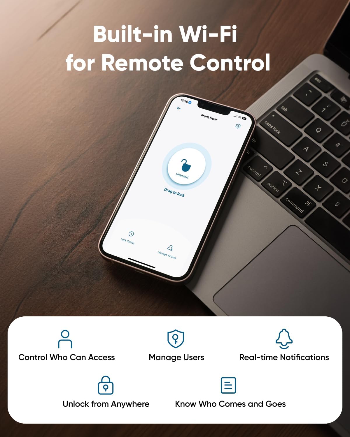 eufy Smart Lock C30, Keyless Entry Door Lock, Built-in WiFi Deadbolt, Smart Lock for Front Door, No Bridge Required, Easy Installation, App Remote Control, Auto Lock, Black