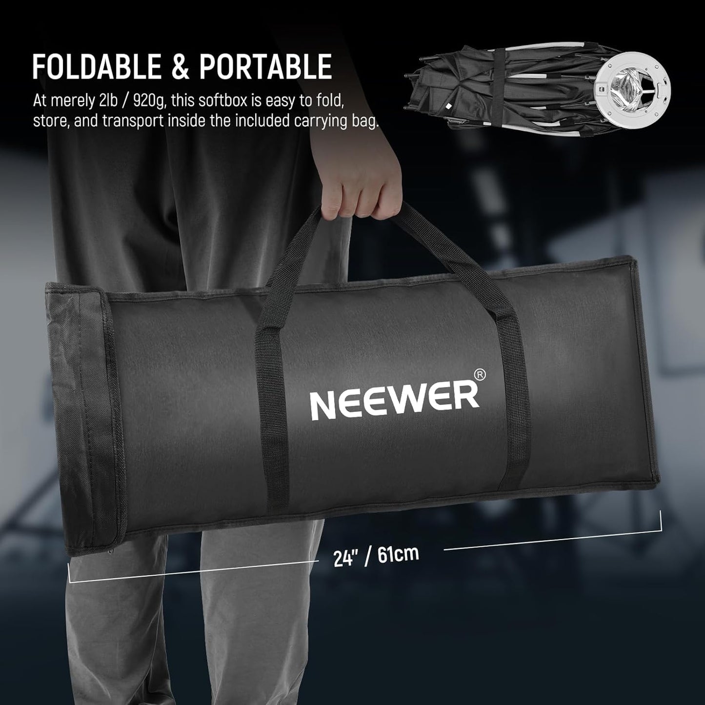 NEEWER 35.4'' Octagonal Softbox, Quick Release Parabolic Soft Box with Bowens Mount, Diffusers, Grid, Bag Compatible with Aputure 120d Compatible with Godox SL60w NEEWER Q4 AS600B CB300B Q300, NS92P