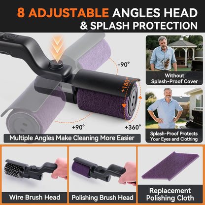 Electric Grill Cordless Cleaning Brush, Upgraded AS SEEN ON TV! BBQ Barbecue Scrubber, High Torque 25W Motor & MAX 400RPM, Dual Heads & Splash Guard, Price 59.97 for Genuine Product！