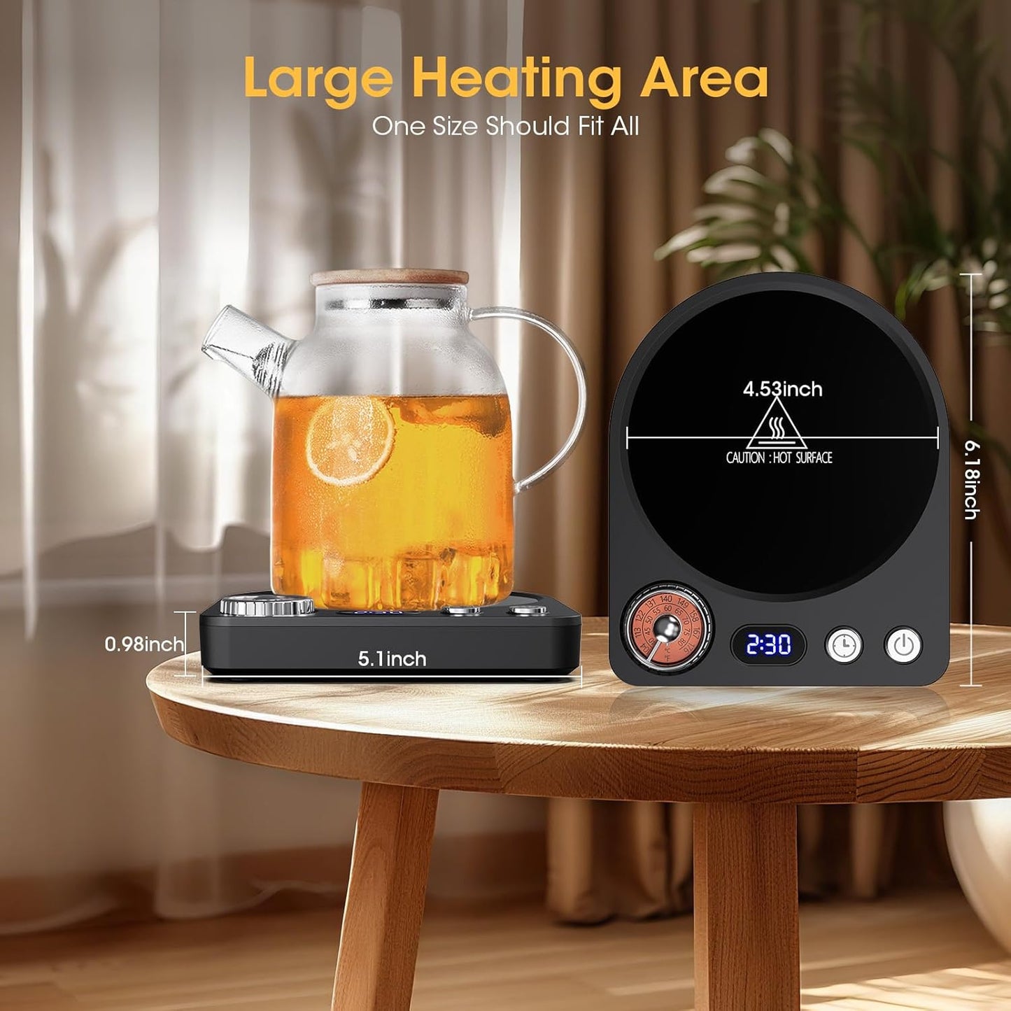 MQFORU Mug Warmer,Coffee Warmer for Desk with 9 Temperature Control(104°F-122°F/131°F-149°F/158°F-175°F),Smart Coffee Cup Warmer with 0.5-9 Hour Timer,Coffee Tea Warmer for Home Office(Black)