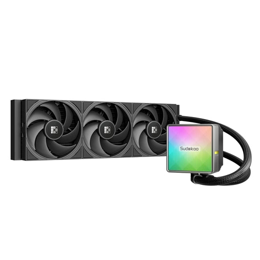 Sudokoo NEXAURA 360 Liquid CPU Cooler: 360mm AIO CPU Cooler with PWM Pump & ARGB Pump Head - Water Cooling with FDB Fans for Intel LGA 1851/1700/1200/115X AMD AM5/AM4 - Black