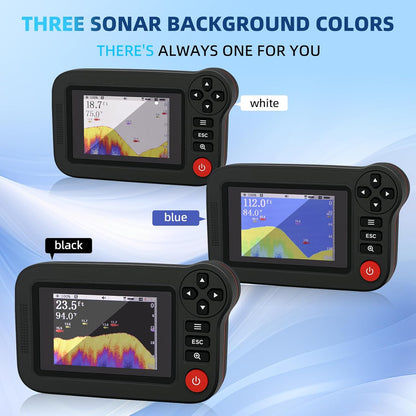 Portable Sonar Fish Finder, Rechargeable Castable Wireless Fish Finders, Kayak Fishfinder with 105° Beam Angle and TFT LCD Display, 2.6-164 FT of Boat Depth Finder for Shore, Sea ＆ Ice Fishing