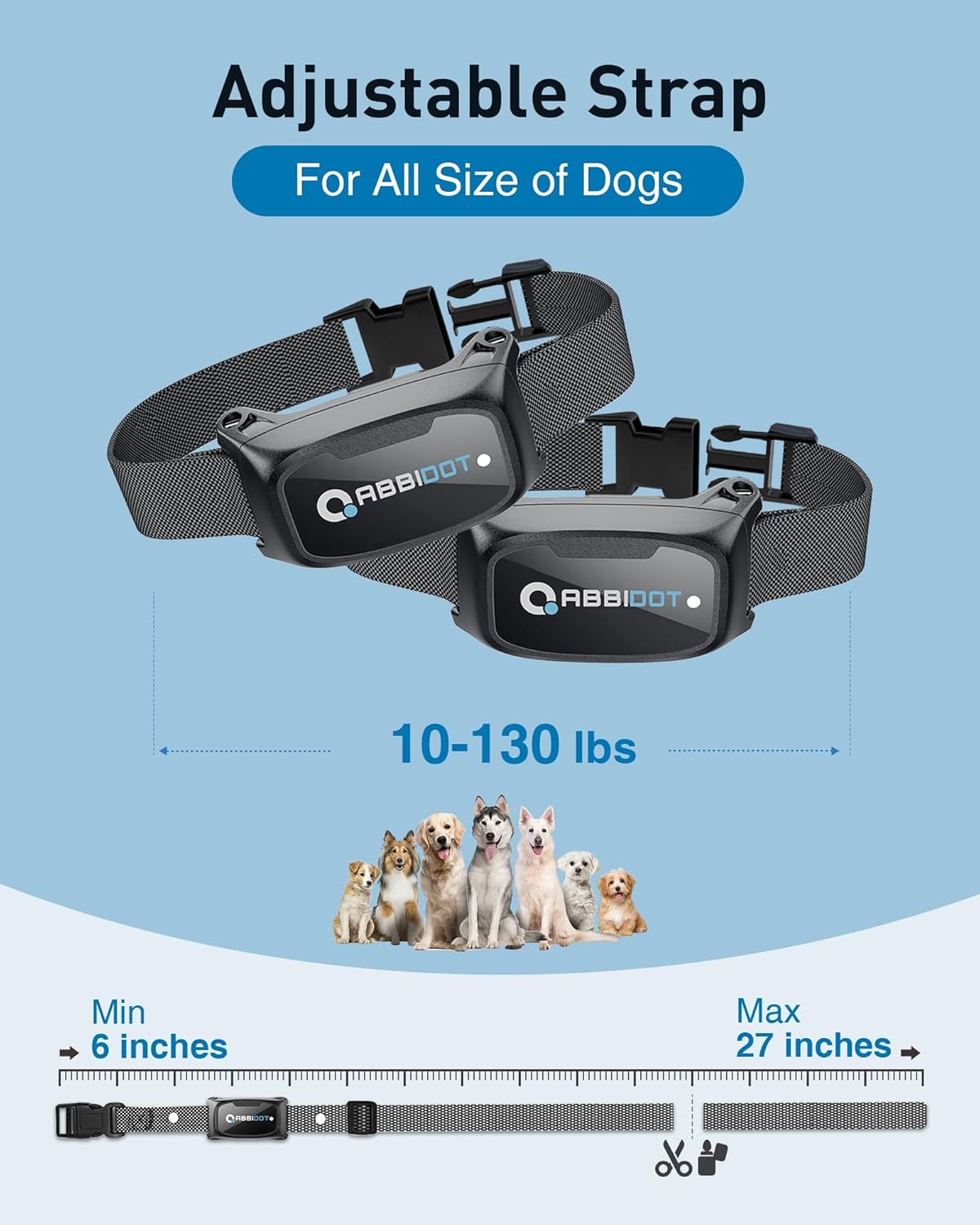 ABBIDOT Shock Collar 2 Dogs - 3300ft Dog Training Collar with Remote, 151 Levels Electric Collar, Safety Lock, Waterproof Rechargeable E Collar for Small Medium Large Dogs (Deep Black, 2 Collars)